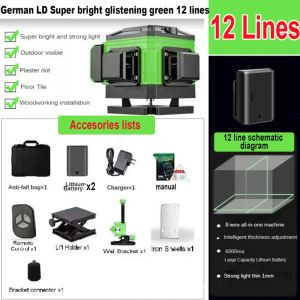 High Precision 8/12 Lines Level Laser with Battery 4D Horizontal Vertical Cross USB Leveling Machine