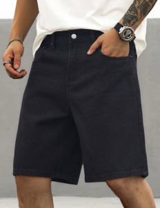 Mens Stylish High-Quality Denim Shorts Non-Elastic Black Tapered Fit Comfortable Everyday Wear