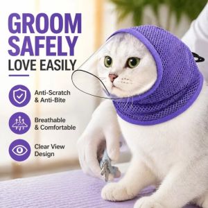 LETIGO Kitten Anti-bite Headgear Cat Anti-Biting  Anti Scratch Breathable Cat Protective Headgear  Transparent Vision Cat Face  Pet Supplies