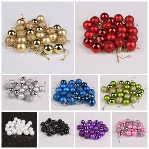 TEWUB 24Pcs/set Shatterproof Christmas Tree Ball Shiny Polshed Glossy Christmas Hanging Balls Baubles Set Glittering Christmas Decoration