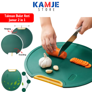 KAMJE Talenan Bulat Anti Jamur 2in1 Alas Tatakan Pemotong Cutting Board Anti Bacteria Anti Slip