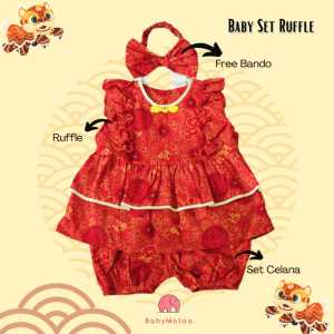 SETELAN IMLEK BABY SET RUFFLE / CHEONGSAM DRESS IMLEK BABY 6--18 BULAN ANAK PEREMPUAN