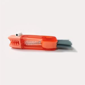 1pc Cute Crocodile 3-in-1 Cup Brush - Multifunctional Kitchen Cleaning Tool for Bottles Grooves and Lids Durable Bristles Plastic Material No Electricity Needed Cleaning Brush
