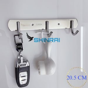 ( Dán Tường - Khoan Tường ) Móc Treo Đồ Đa Năng  Móc Treo Quần Áo Nhà Tắm INOX SUS304 SHINRAI 3 Móc