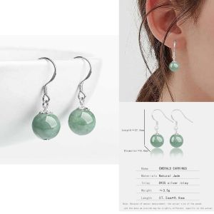 Elegant 925 Sterling Silver Inlaid Jade Drop Earrings for Women with Appraisal Certificate - Natural Green Hetian Jade Fashion Jewelry