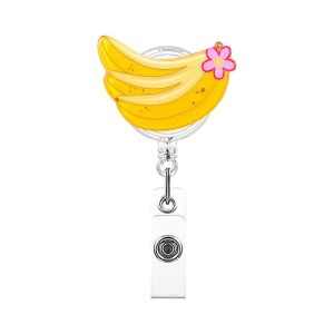 YOUSHI TOP Watermelon Fruit Badge Reel Telescopic Avocado ID Card Holder Easy To Pull Buckle Rotation Retractable Badge Clips Nurse Doctor
