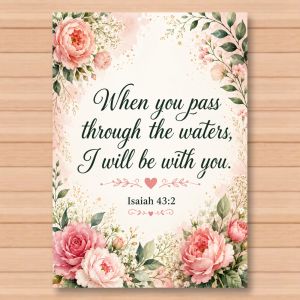 Bible Verse & Inspirational Quotes Wall Décor Film Laminated HD Print - Floral and Gold Designs - Faith Hope Strength and Purpose - Home Decor Wall Art