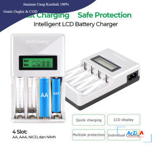 Taffware Charger Baterai 4 Slot LCD Display for AA AAA NiMh NiCd - C903W - Silver