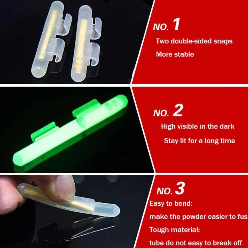Fishing Glow Sticks for Fishing Pole Fishing Rod Tip Light Fluorescent Light  Sticks for Night Fishing Accessories