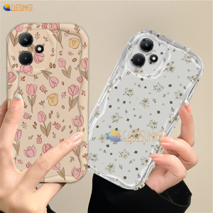 (Lokal Ready) Casesummer Casing hp Infinix Smart 8 Note 30 Hot 30i Note 12 G96 Hot 12 Play 11 Play 9 Play 10 Play Smart 5 Smart 6  Smart 7 Hot 20S Lukisan minyak 3D Wavy Curved Edge Fresh Flower Clear Soft Floral Cover