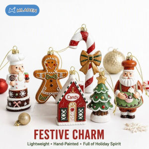 MLADEN Christmas Tree Hanging Ornament Hand Painted Resin Food Theme Candy Cane Gingerbread Donut Decor