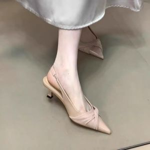 [Free Shipping] Elegant and mature style 2026 summer new womens pointed-toe high-heeled sandals with open back and stiletto heels suitable for pairing with dresses