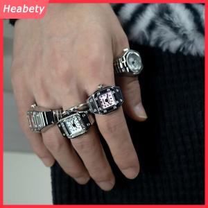 Heabety  Nhẫn cổ điển Punk Quartz Xem nhẫn cho vài phụ nữ người đàn ông hip hop mát đàn hồi co giãn xem Nhẫn Ngón Tay Cá Tính Phụ Kiện hip-hop