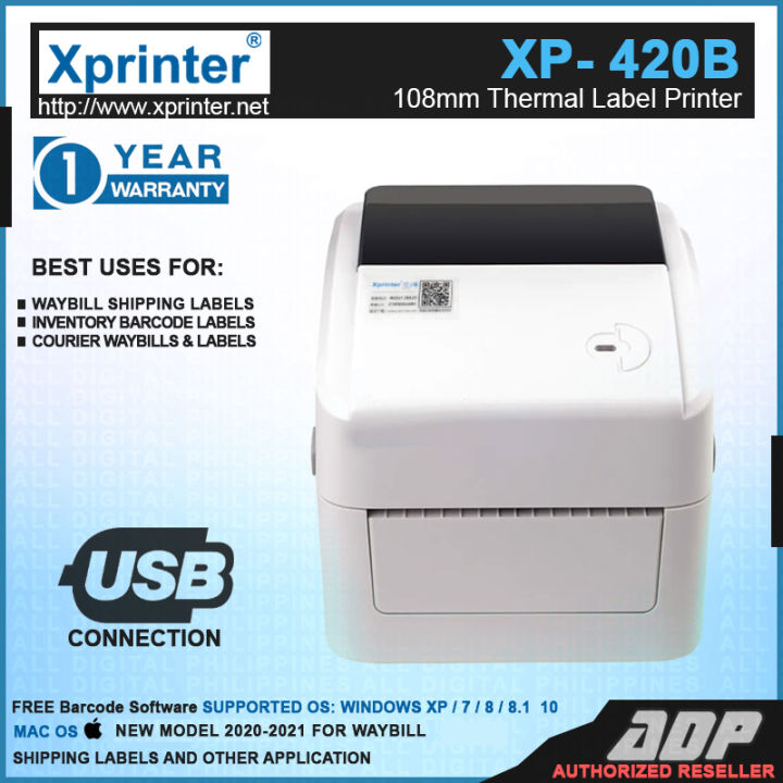 Xprinter Xp 420b Direct Thermal Barcode Printer 108mm Sticker Label Usb Printer English Language 6651