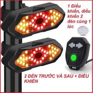 Đèn xi nhan xe đạp không dây pin sạc USB điều khiển từ xa 5 chế độ sáng
