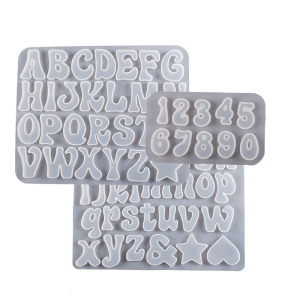Number Pendant Alphabet Epoxy Resin Mould English Letter Silicone Mold Keychain Pendant for Birthday Home Decoration