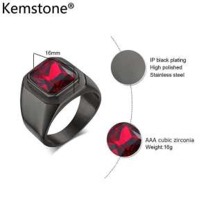 Fashion Simple Stainless Steel Onyx Stone Ring for Mens Jewelry.AutoMaxion