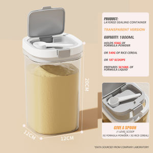 Portable Layered Milk Powder Container with Scoop Airtight and Moisture-proof Seal Cereal and Nut Storage Jars