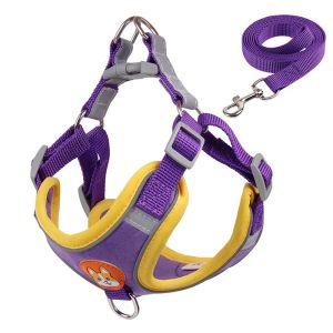 PETWELL Adjustable Reflective Dog Harness with Leash for Enhanced Visibility and Comfort
