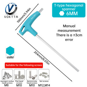T-Type Hex Key Wrench Set (2-10mm) - Double-Ended Long Handle Ball Head Allen Keys screwdriver tool with Non-Slip