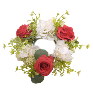 Christmas Rings Wreath Artificial Rose Holder Rings for Pillars Wine Bottle Christmas Party Decoration