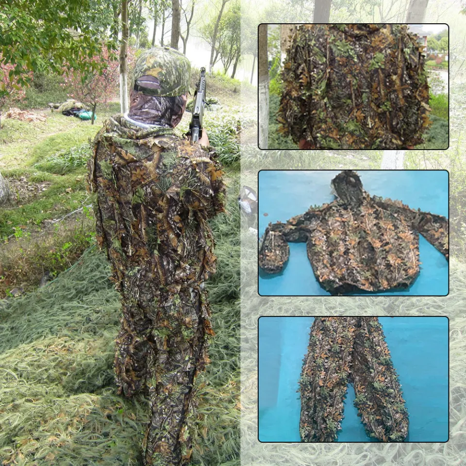 Maple Leaf Hooded 3D Bionic Training Uniform Military Sniper Cloak Camouflage  Clothing 