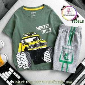 [11 đến 38kg] Đồ bộ bé trai size đại cotton mặc mát T308