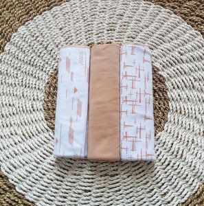 3Pcs Bedong Bayi Baru Lahir Serian Krem