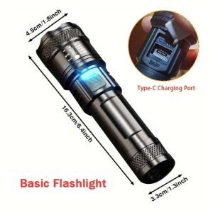 Super Bright Zoom LED Flashlight Rechargeable Waterproof Outdoor Heavy Duty High Beam Flashlight