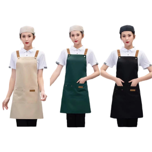 Kitchen Apron Splashproof Design Comfort Adjustable Strap Workwear Bib Apron with Pockets For Cooking And Servers