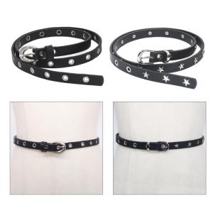 Harajuku Adult Waist Belt with Pin Buckle Alloy Star Rivet Waistband PU Waist Belts for Women Man Wear Resistant Belt