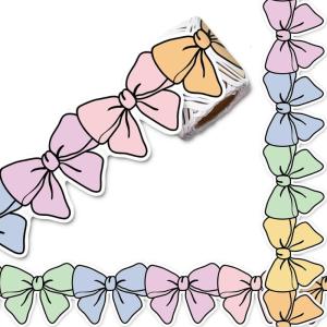 10m Colorful Bows Bulletin Border Trim Adhesive Bulletin Board Borders Bowknot Border Sticker Bulletin Board Decorations