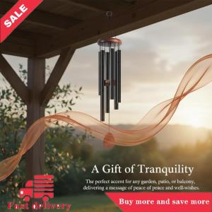 [COD] 26 inch nhôm ống gió Chimes lớn ngoài trời Vườn chuông với gỗ treo Tag cho ban công hành lang trang trí