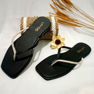 LANOES - Sandal Jepit Teplek Wanita Motif Pariasi Permata Blink Blink