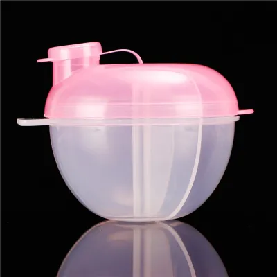 Yardwe Portable Milk Powder Dispenser with Three Compartments Compact and Airtight Container for Feeding for Travel and Outdoor Use Pink