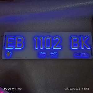 Plat Mobil Custom Timbul Chrome LED Floos