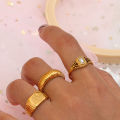 Viviann Original 18K Gold Plated Hollow Texture Pearl Rings For Women Gold Ring Rings Finger Chunky Wedding statement Jewelry Shell Pearl Zircon Ring Gift. 