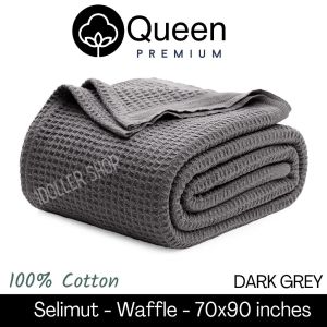 Selimut Thermal Blankets Pure Cotton 70x90 inches For Bed 100% Cotton Waffle Weave Blankets Cozy and Soft Woven Blankets