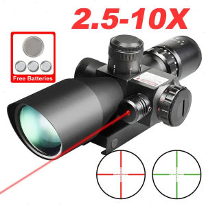 【Shipping From Philippines/COD】100% Original 2.5-10x40 Scope Red Green Illuminated Scope Optical Sight Scope with Red Laser Combo for 20mm Mount 2.5-10X40E