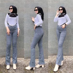 Highwaist Cutbray Jeans Wanita Celana Jeans Highwaist