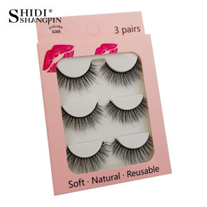 SHIDISHAGPIN False Eyelashes 3 Pairs 3D Mink Lashes Handmade Reusable Wispy Lashes Free Glue