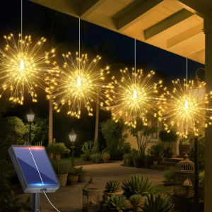 4pcs/pack Hanging Solar Outdoor Waterproof Fireworks Lights 240LEDS-4PCS*60LEDS Hanging String 8 Modes Fairy Lights