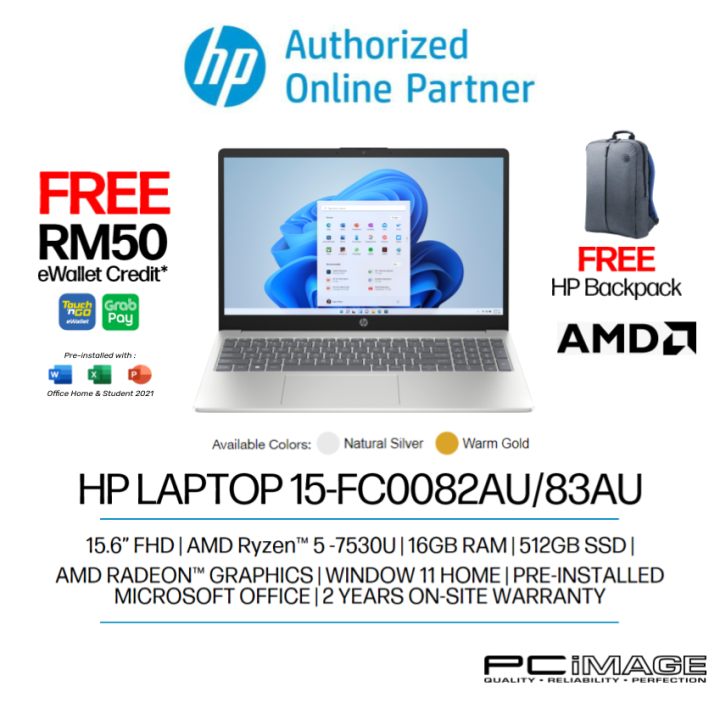 Hp 15 fc0275au 15 fc0276au amd ryzen 5 7530u 7430u 16gb 512gb ssd