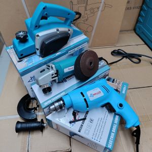 BAYAR DI TEMPAT !! Paket Tukang kayu lengkap mesin circular saw/gergaji kayu - mesin planer/serut/ketam - BOR TANGAN 10 MM dan mesin profil kayu + Mesin Gerinda tangan 4 inc ryu kairosyukido