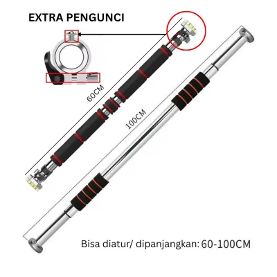 SASUMA Pull Up Bar Pintu Dinding Alat Fitness Gym Chin Up Bar Tanpa Bor Portable