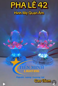Đèn thờ Pha lê 42 Đèn thờ đổi màu hình bông sen tích hợp đèn led