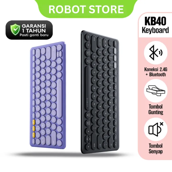 ROBOT KB40 Keyboard Multi-Device Bluetooth Wireless Portable Easy ...