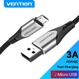 Vention Micro USB Cable Fast Charge USB Data Cable 3A Nylon For Samsung Huawei Xiaomi Oppo Vivo LG Nexus Nokia Moblie Phone PS4 Tablet Android Cable USB to Micro USB 2.0 Fast Charging Cable