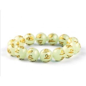 Vòng tay đá khắc Chữ Phạn phát sáng Xanh Lục trong đêm (hạt 8 li)