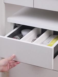 Kirilgu New Retractable Drawer Storage Partition White Space Saving Drawer Baffle HIPS Multi-functional Tableware Organizer Kitchen Use 9R3H1